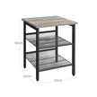 Nightstand Set – Steel Frame – Greige and Black – Adjustable Mesh Shelves