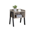 Stackable End Table – Steel – Greige and Black – Open Storage Compartment, Retro Rustic Chic Design