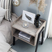 Stackable End Table – Steel – Greige and Black – Open Storage Compartment, Retro Rustic Chic Design