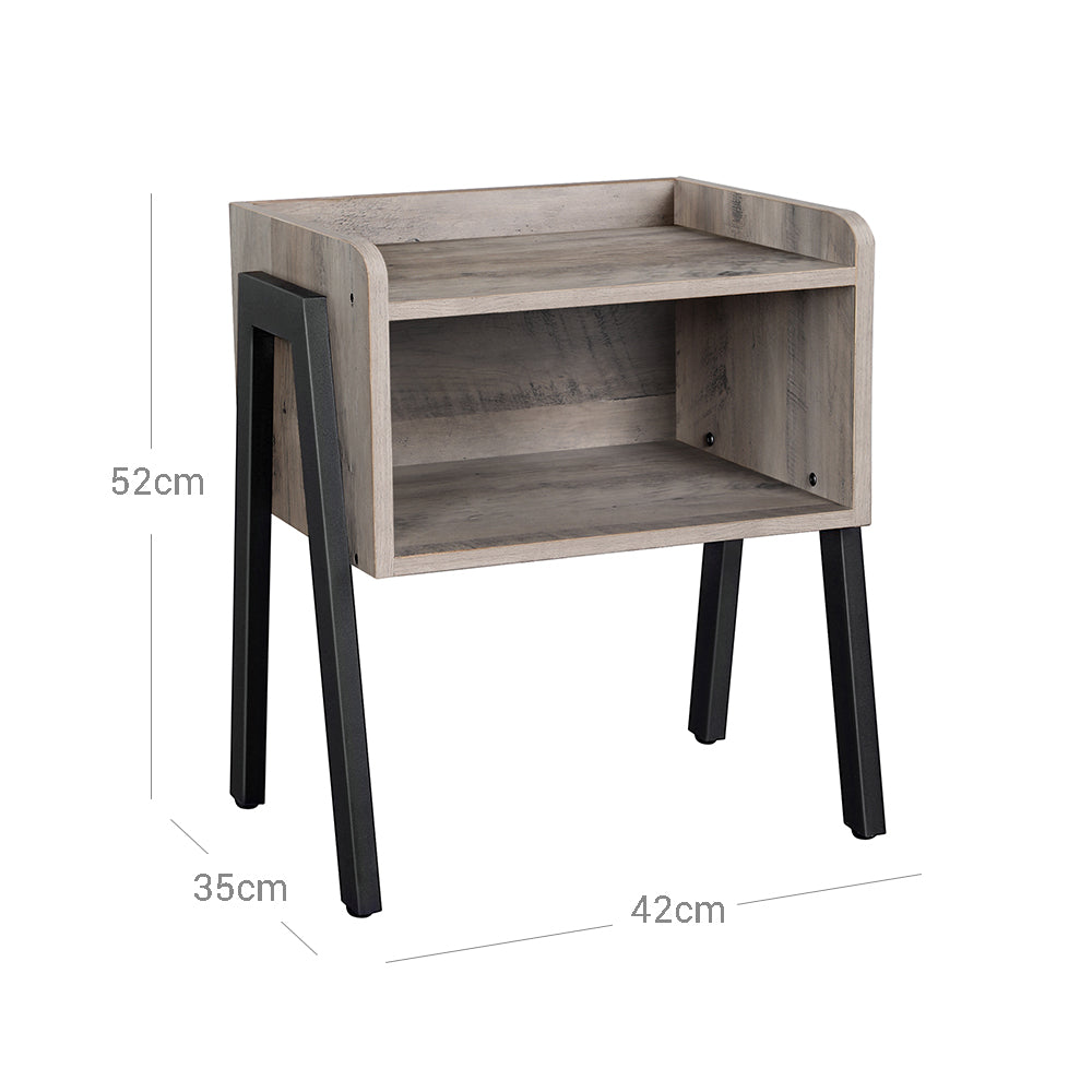 Stackable End Table – Steel – Greige and Black – Open Storage Compartment, Retro Rustic Chic Design