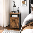 Nightstand – Metal and Wood – Rustic Brown and Black – Industrial Style with Open Compartment and Door