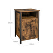 Nightstand – Metal and Wood – Rustic Brown and Black – Industrial Style with Open Compartment and Door