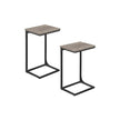 C-Shaped Side Tables Set of 2 – Metal Frame – Heather Greige and Ink Black – Industrial Design
