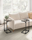 C-Shaped Side Tables Set of 2 – Metal Frame – Heather Greige and Ink Black – Industrial Design