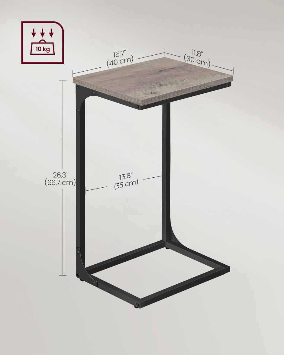 C-Shaped Side Tables Set of 2 – Metal Frame – Heather Greige and Ink Black – Industrial Design