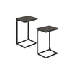 C-Shaped Side Tables Set of 2 – Grey Oak and Ink Black – Industrial Metal Frame