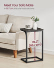 C-Shaped Side Tables Set of 2 – Grey Oak and Ink Black – Industrial Metal Frame