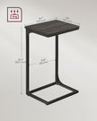 C-Shaped Side Tables Set of 2 – Grey Oak and Ink Black – Industrial Metal Frame