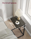 C-Shaped Side Tables Set of 2 – Grey Oak and Ink Black – Industrial Metal Frame