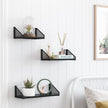 Metal Wall-Mounted Floating Shelves – Black – Set of 3 for Trinkets and Decorations