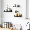 Metal Wall-Mounted Floating Shelves – Black – Set of 3 for Trinkets and Decorations