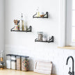 Set of 3 Wall-Mounted Metal Display Shelves – Metal – Black – Industrial Design for Trinkets, Photos, Plants, and Decorations