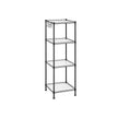 4-Tier Bathroom Shelf – Metal – Black – Space-Saving Design with Removable Hooks