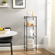 4-Tier Bathroom Shelf – Metal – Black – Space-Saving Design with Removable Hooks