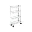 4-Tier Slim Storage Cart – Metal – Silver – Rolling Design for Small Spaces