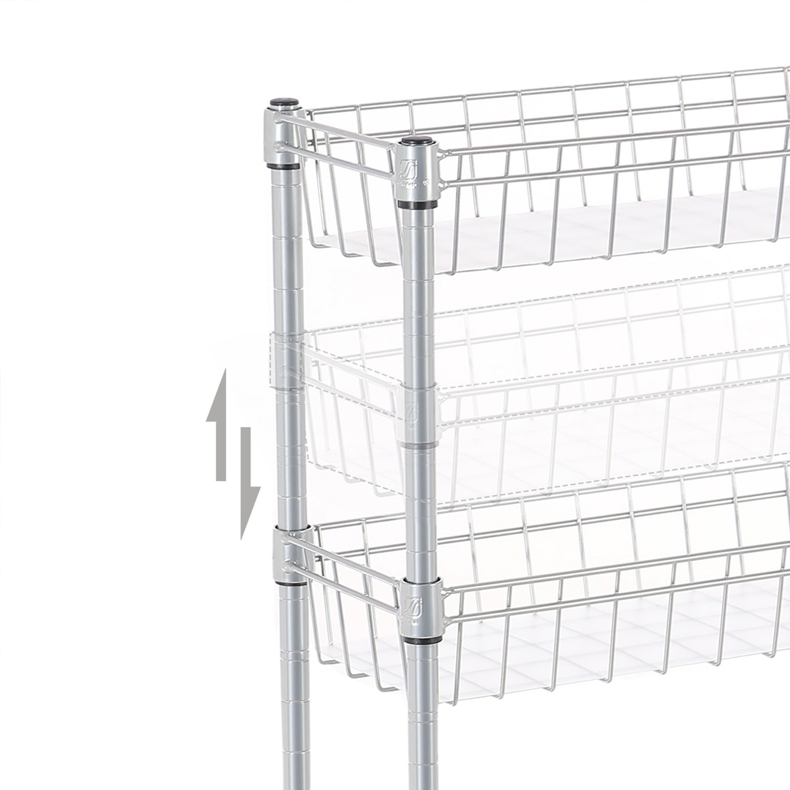 4-Tier Slim Storage Cart – Metal – Silver – Rolling Design for Small Spaces