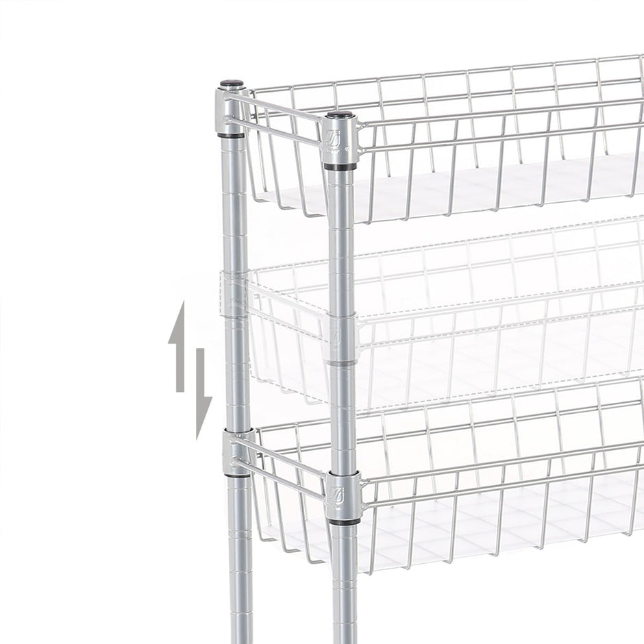 4-Tier Slim Storage Cart – Metal – Silver – Rolling Design for Small Spaces
