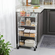 Narrow Metal Storage Cart – Silver – 4-Tier – Rolling Trolley for Small Spaces