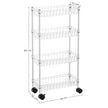 Narrow Metal Storage Cart – Silver – 4-Tier – Rolling Trolley for Small Spaces