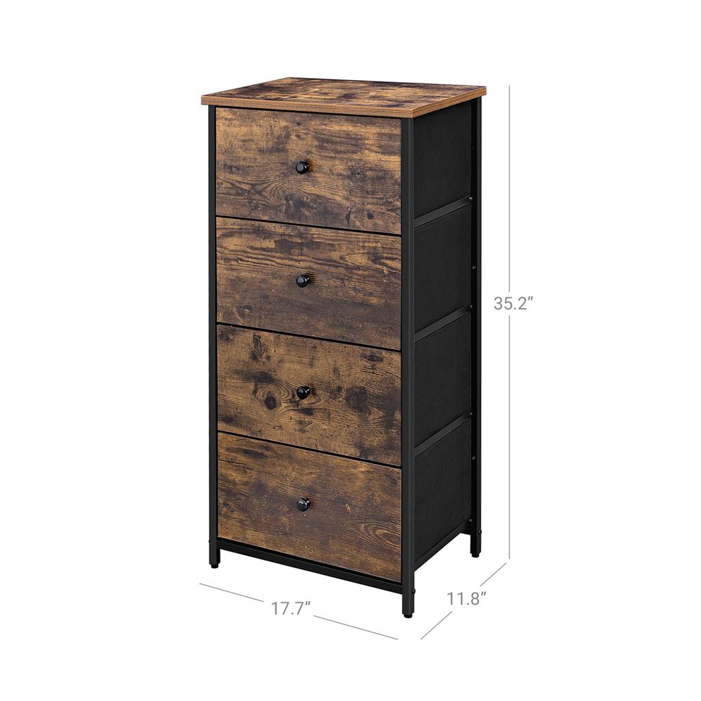 Drawer Storage Unit – Fabric – Light Grey and White – Slim Design with Metal Frame