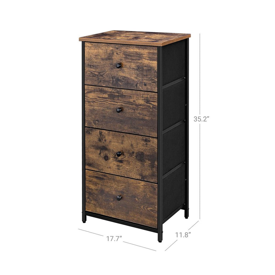 Drawer Storage Unit – Fabric – Light Grey and White – Slim Design with Metal Frame