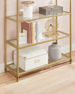 Ladder Shelving Unit – Glass – Gold – 5-Tier Design