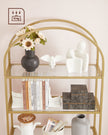 Ladder Shelving Unit – Glass – Gold – 5-Tier Design