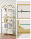 Ladder Shelving Unit – Glass – Gold – 5-Tier Design