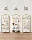 Ladder Shelving Unit – Glass – Gold – 5-Tier Design