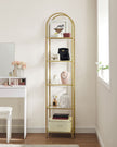 5-Tier Arched Shelf – Tempered Glass & Steel – Metallic Gold – Multi-Room Versatility