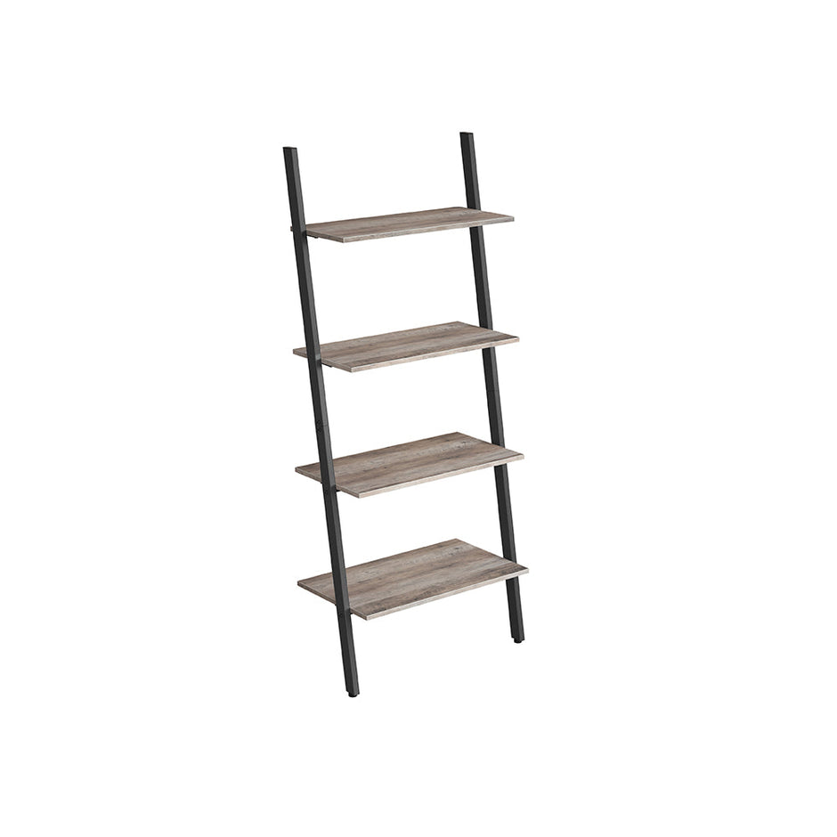 4-Tier Bookshelf – Steel – Greige and Black – Industrial Design with Wall Mount Capability