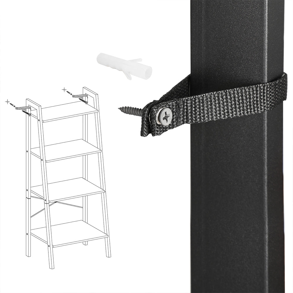 Ladder Shelf – Engineered Wood – Hazelnut Brown and Black – 4-Tier Industrial Design