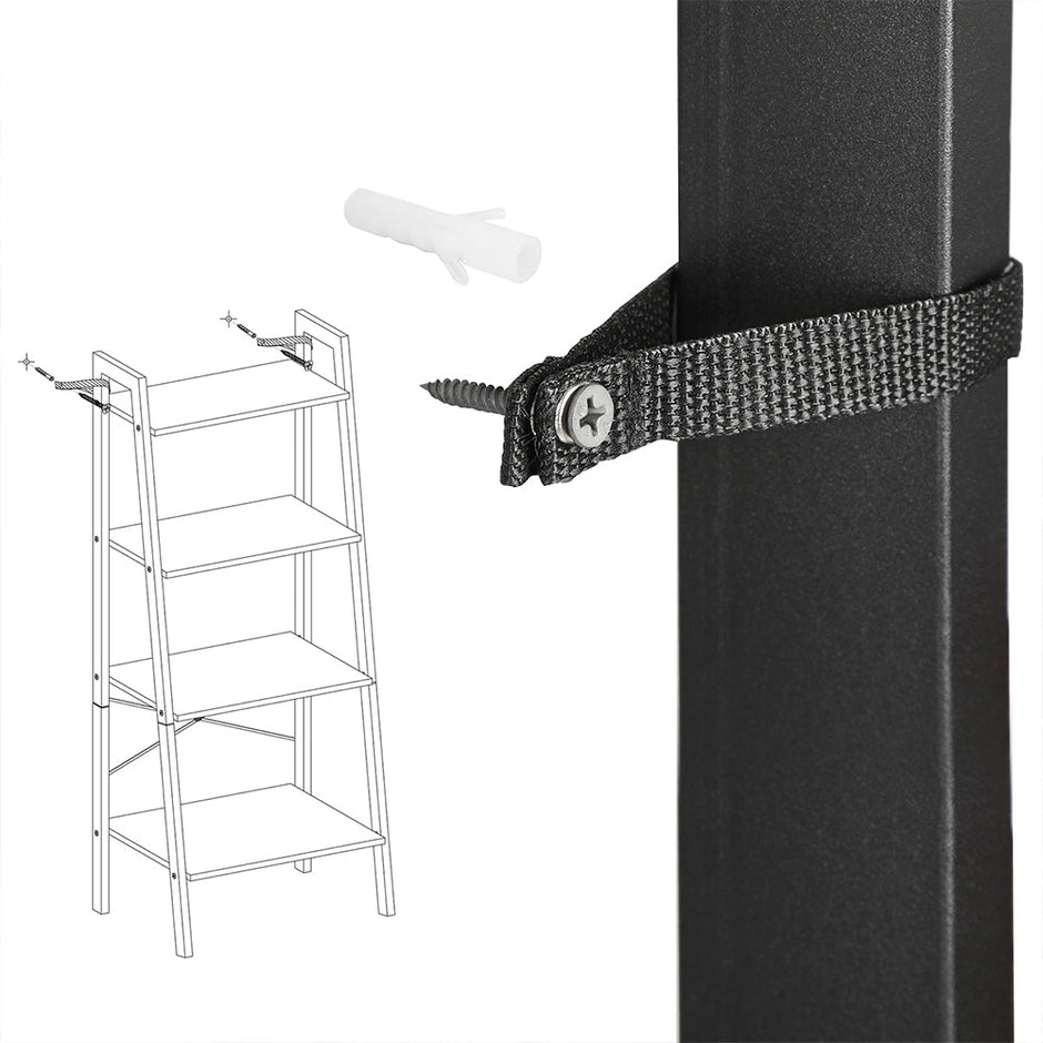 Ladder Shelf – Engineered Wood – Hazelnut Brown and Black – 4-Tier Industrial Design
