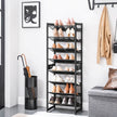 Stackable 4-Tier Shoe Organiser – Metal Mesh – Black – Compact Large Capacity for 16-24 Pairs