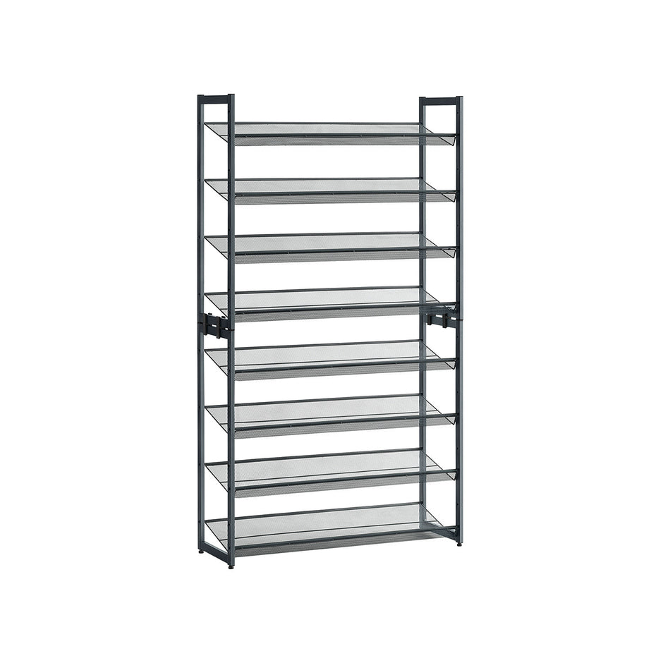 Stackable Shoe Rack Set – Metal Mesh – Black – 12-Tier Capacity for 48-60 Pairs of Shoes