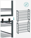 Stackable Shoe Rack Set – Metal Mesh – Black – 12-Tier Capacity for 48-60 Pairs of Shoes