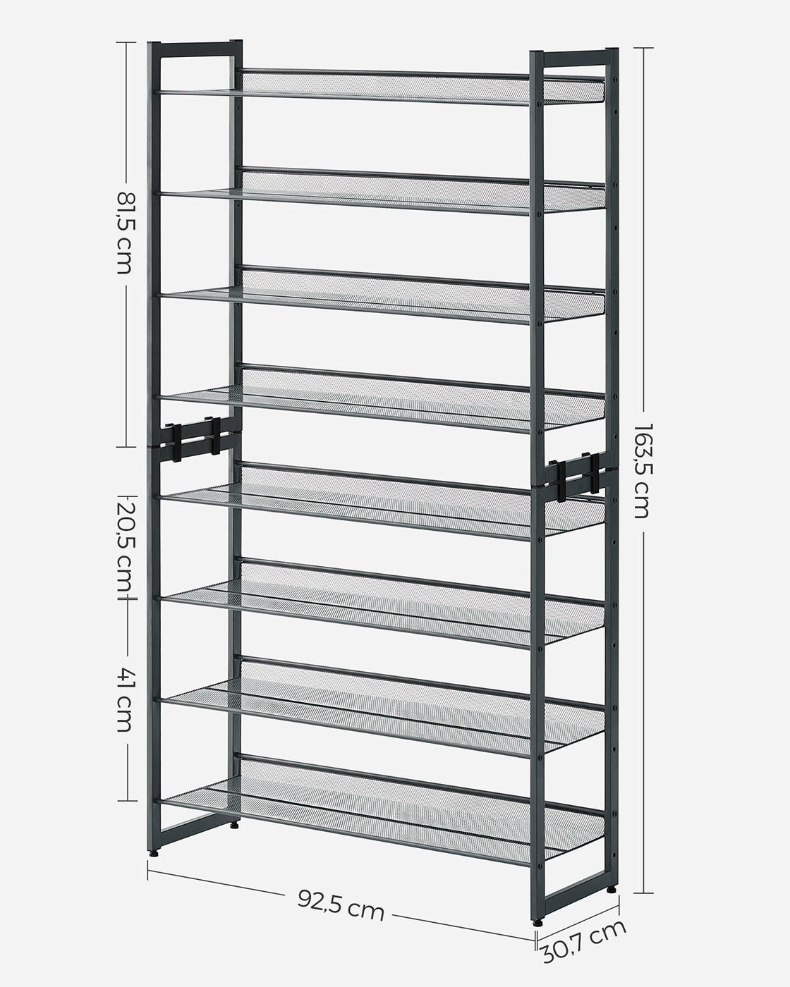 Stackable Shoe Rack Set – Metal Mesh – Black – 12-Tier Capacity for 48-60 Pairs of Shoes