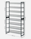 Stackable Shoe Rack Set – Metal Mesh – Black – 12-Tier Capacity for 48-60 Pairs of Shoes