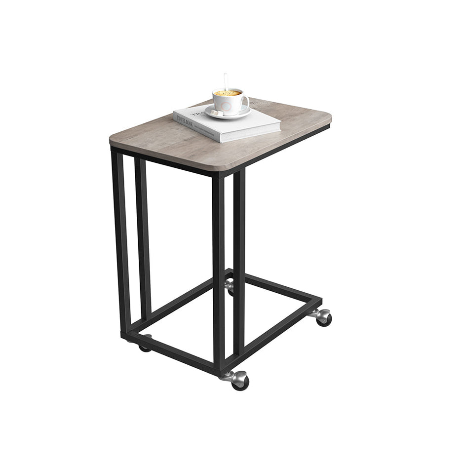 End Table – Steel Frame – Light Ivory and Black – Easy Assembly, Industrial Style