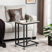 End Table – Steel Frame – Light Ivory and Black – Easy Assembly, Industrial Style