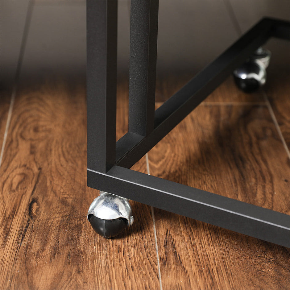 End Table – Steel Frame – Light Ivory and Black – Easy Assembly, Industrial Style