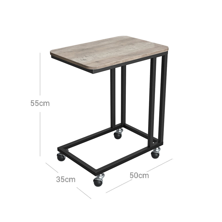 End Table – Steel Frame – Light Ivory and Black – Easy Assembly, Industrial Style