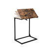 Sofa Side Table – Steel – Rustic Brown and Black – Tilting Top, Heavy Duty