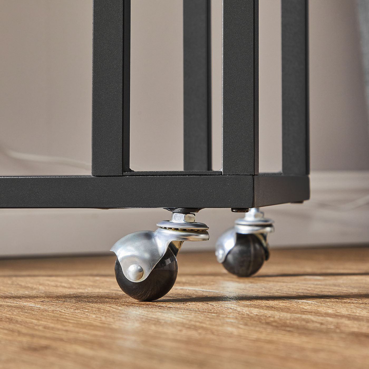 End Table – Metal Frame – Rustic Brown – Rolling Castors, Easy Assembly