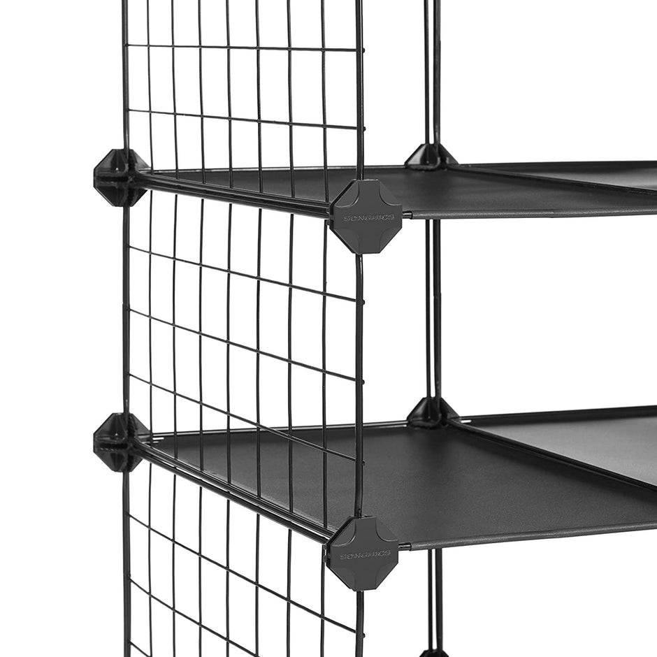 Shoe Storage Unit – Plastic and Metal – Black – 4-Tier Design