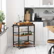 Kitchen Cart – Steel – Rustic Brown – With Removable Tray and Universal Castors