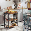 Kitchen Cart – Steel – Rustic Brown – With Removable Tray and Universal Castors