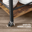 Kitchen Cart – Steel – Rustic Brown – With Removable Tray and Universal Castors