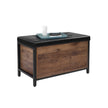 Storage Bench – Synthetic Leather and Metal – Black and Hazelnut Brown – Padded Seat and Industrial Design