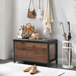 Storage Bench – Synthetic Leather and Metal – Black and Hazelnut Brown – Padded Seat and Industrial Design